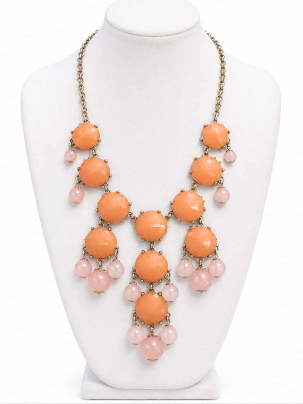Huge Cabochon Spring Amber Rose Dangle Statement Necklace